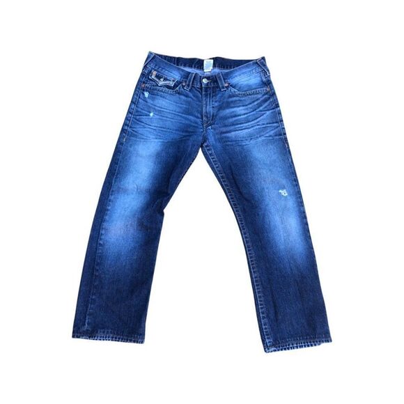 TRUE Religion Jeans Size 36 STRAIGHT Blue - Picture 3 of 10